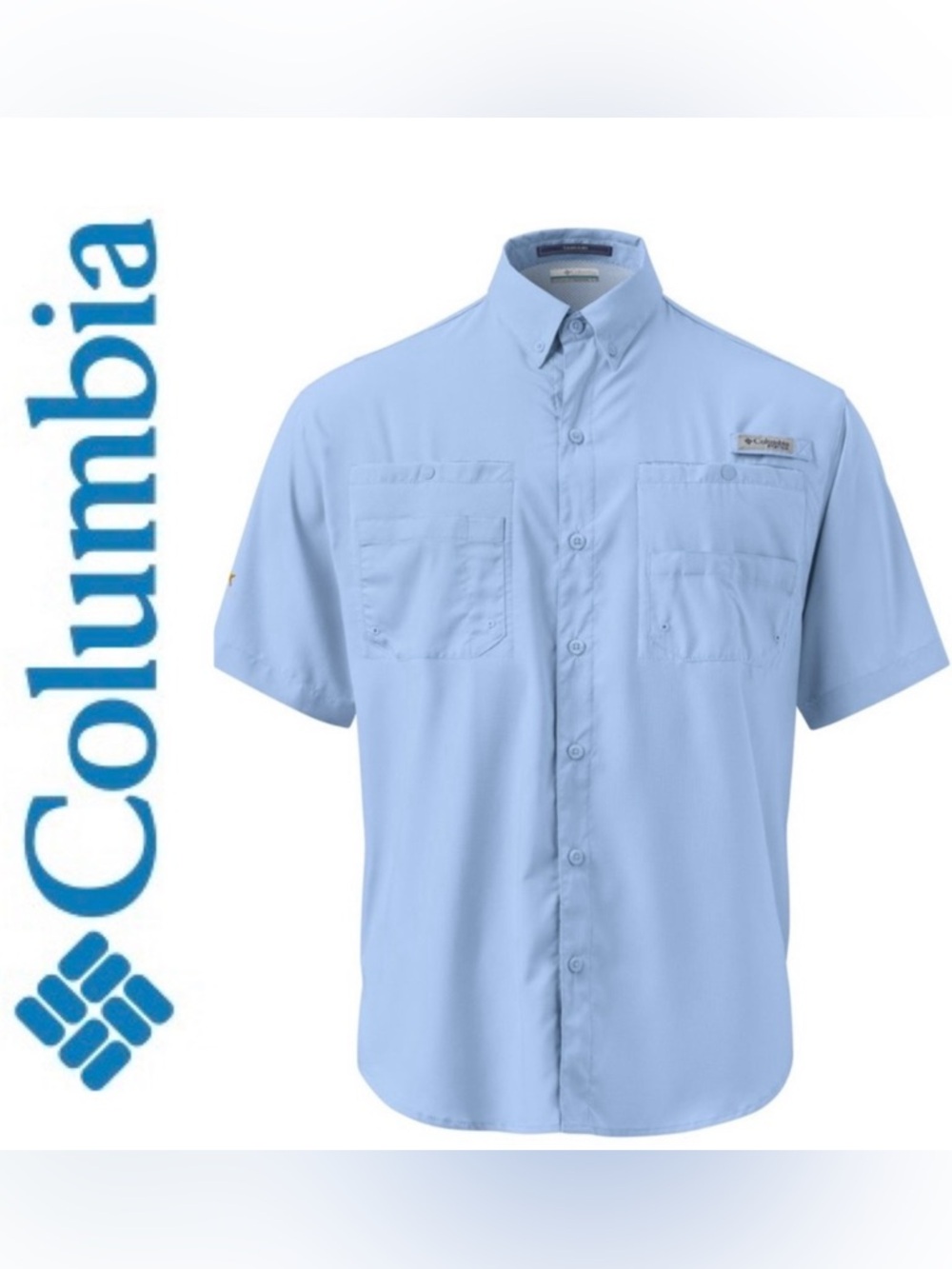 Men’s M Columbia PFG Omni Shade Short Sleeve Button Down Fishing Shirt LIKE NEW